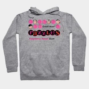 Razzles Raspberry Flavor Gum - First a Candy, then a Gum !!! Distressed - Vintage Style Hoodie